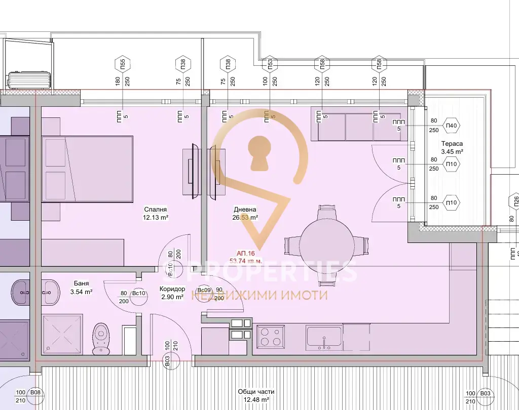 Двустаен апартамент 56